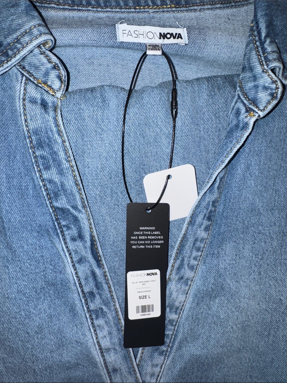 Wide Leg Light Blue Women's Denim Set - Picture 7 of 7